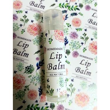 Imagem de ZZYBIA Produtos caseiros para cuidados com a pele adesivos adesivos para protetor labial creme para as mãos velas recipientes tubos 20 peças (protetor labial T - branco com peônia)