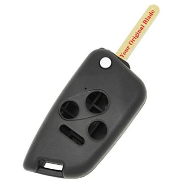 Imagem de Capa Keyless Entry Key Fob para Honda 2003-2007 Accord 2005-2006 CR-V Ridgeline Civic Combo de chave de controle remoto com 4 botões de reposição para carro com lâmina não cortada em brancoHorande preto Horande00000022