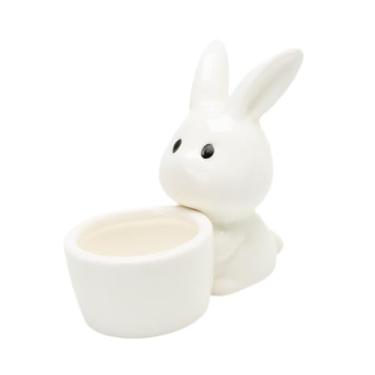 Imagem de Bothyi Porta-ovos de cerâmica em formato de da Páscoa, suporte para velas, castiçal de porcelana para mesa de jantar, lembrancinhas festivas.