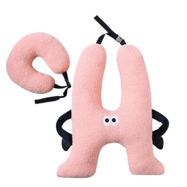 Imagem de Travesseiro de viagem para crianças – Lindo desenho animado em forma de H almofada de suporte de pescoço, conforto macio para viagens rodoviárias, avião, assento de carro