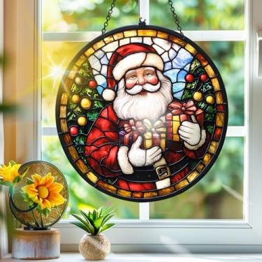 Imagem de Apanhador de sol de acrílico colorido, apanhadores de sol, decoração de janela suspensa de Papai Noel, arte de parede de arco-íris, para quarto, varanda, interior e exterior, jardim, enfeites de Natal