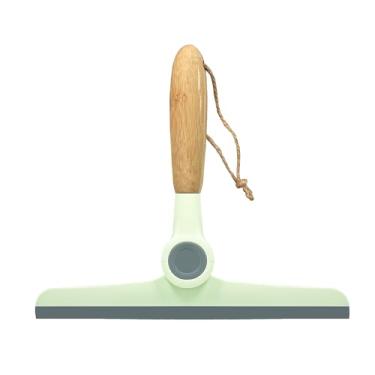 Imagem de Rodo pequeno de silicone com cabo de madeira limpador doméstico para janela de espelho, para-brisa de carro, porta de chuveiro, bancada (cabo de madeira verde)