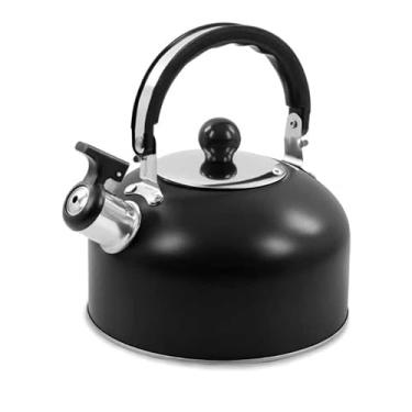 Imagem de Chaleira Inox com Apito Ferve Rápido Fogão Gás Indução Elétrico 2 litros, Design Elegante que Combina com Qualquer Cozinha Moderna ou Tradicional(PRETA)