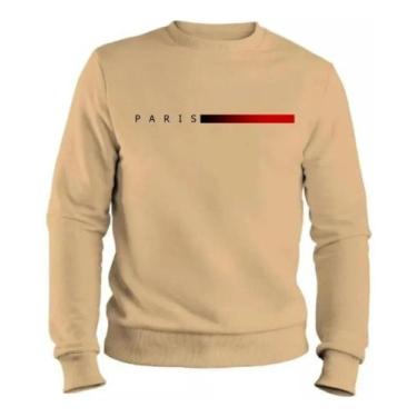 Imagem de Moletom Masculino Gola Careca Flanelado Paris Suéter Frio - Própria, G