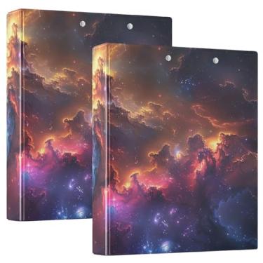 Imagem de Caderno colorido Galaxy Binder, fichário de 3,8 cm com 3 anéis com bolsos comporta 200 folhas, fichários escolares confiáveis 3 anéis