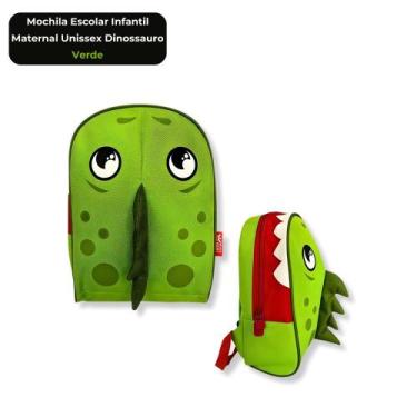 Imagem de Mochila Escolar Infantil Maternal Dinossauro Relevo Verde Unissex 7 Li