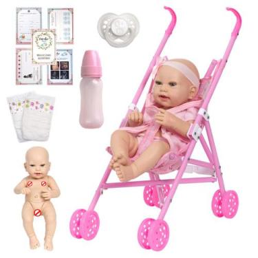 Imagem de Bebe Reborn Com Carrinho Infantil Baby Alive Vários Itens - Cegonha Re