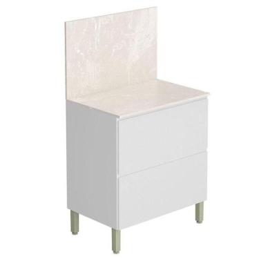 Imagem de Balcão Para Cozinha Ambiente Art Branco ártico Com Tampo Painel 80cm T