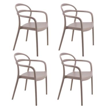 Imagem de Kit 4 Cadeiras Tramontina Sissi Summa Em Polipropileno E Fibra De Vidro Com Braços Camurça 92045210