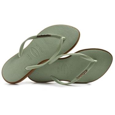 Imagem de Chinelo Havaianas Feminino Slim Point, Verde, 35/36