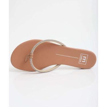 Imagem de Rasteirinha Feminina Tiras Strass Moleca Bege-01054, Bege, 35