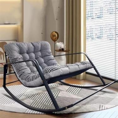 Imagem de Cadeira de balanço para pátio, cadeira de balanço grande com almofada acolchoada, cadeira preguiçosa para quintal, jardim, varanda, sala de estar, cadeira de balanço interna (Houndstooth Grey)