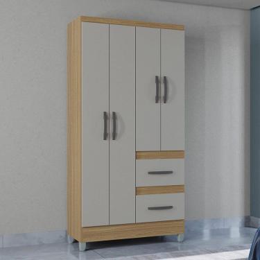 Imagem de Guarda Roupa Solteiro 4 Portas 2 Gavetas com Pes Capri Poquema