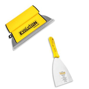 Imagem de Kit Desempenadeira Flexível De Aço Inox Evolution 16 Ou 25cm Com Espát