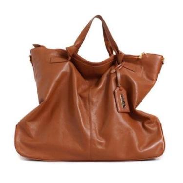 Imagem de BOLSA FEMININA EM COURO ALÇA DE MÃO CARAMELO "PAULA NALESSO"-Feminino