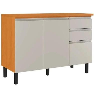 Imagem de Balcão Namur 3 Portas 2 Gavetas para Cozinha Itatiaia Cor Cinamomo Off