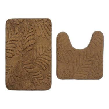 Imagem de Jogo De 2 Tapetes Antiderrapante Banheiro Lavabo Vaso Sanitário Higien