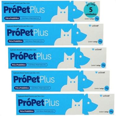 Imagem de Própet plus 14g pré e probiótico para cães e gatos ucbvet kit com 5