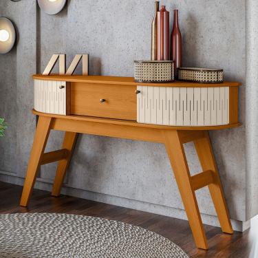 Imagem de Aparador Para Sala de Estar Orgânico 136cm Tamar M07 Cinamomo Off White - Lyam Decor