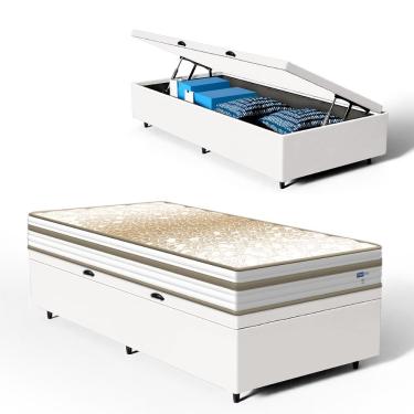 Imagem de Cama Box Baú com Colchão de Molas Ensacadas Double Face Pillow Euro Alfa Probel Solteir...