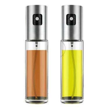 Imagem de Kit 2 Galheteiro Spray 100ml Porta Azeite Vinagre Óleo Prata Transpare