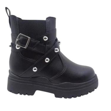 Imagem de Bota Coturno Infantil Feminina Molekinha Menina Spikes Blog, 28, Preto