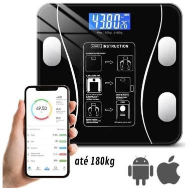 Imagem de Balança Corporal Digital Bioimpedância com App Bluetooth Monitoramento 12 Parâmetros Recarregável 180kg
