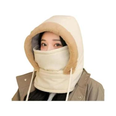 Imagem de Gorro Térmico Grosso De Inverno Com Forro Acolchoado E Máscara Facial 