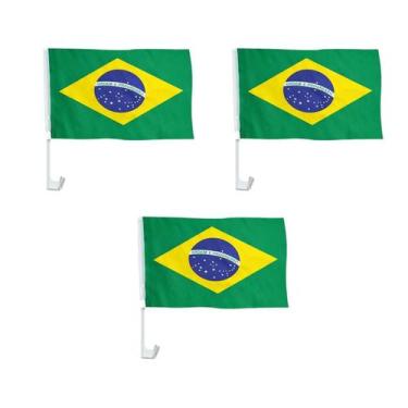 Imagem de Bandeira Do Brasil Para Janela Carro Com Haste Resistente Universal Te