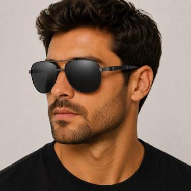 Imagem de Óculos De Sol Masculino Polarizado Uv400 Luxuoso Vinkin 381 Cinza, Cin