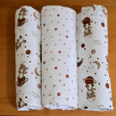Imagem de Cueiro Flanelado BUBLIM PETIT URSO MARROM - 3 Unidades - INCOMFRAL