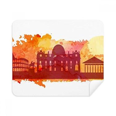 Imagem de Roma Itália Pano de limpeza Aquarela Amarelo Limpador de tela 2 peças Tecido de camurça