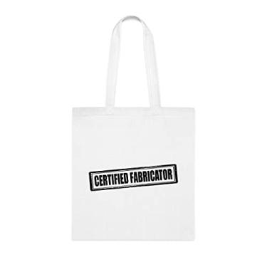 Imagem de Bolsa tote de fabricante certificada, bolsa de fabricante certificada, presente para fabricante certificado, bolsa de ombro de fabricante certificado, bolsas reutilizáveis certificadas, ideia de de Natal, Branco