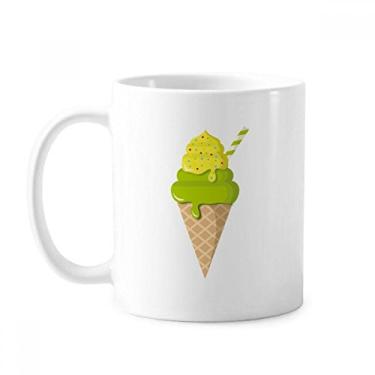 Imagem de Caneca de picolés de cerâmica com cones de sorvete Matcha verde