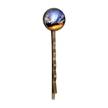 Imagem de Blue Orange Sky Clouds Art Deco Gift Fashion Retro Metal Hair Bobby Pin Headwear