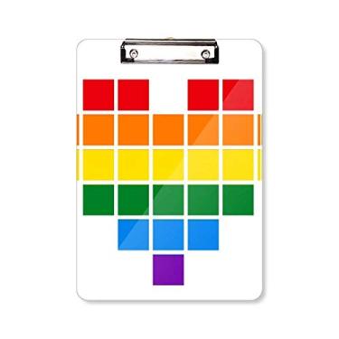 Imagem de Rainbow Gay Lésbica Pequena Caixa Coração LGBT Prancheta Pasta de Escrita Placa de Apoio A4