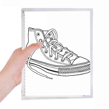 Imagem de Caderno de lona branco pintado à mão com folhas soltas e diário recarregável