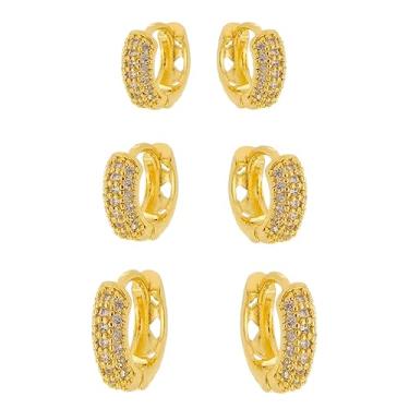 Imagem de Conjunto com 3 Argolas Pequenas Cravejadas em Zirconia kit para 3 Furos