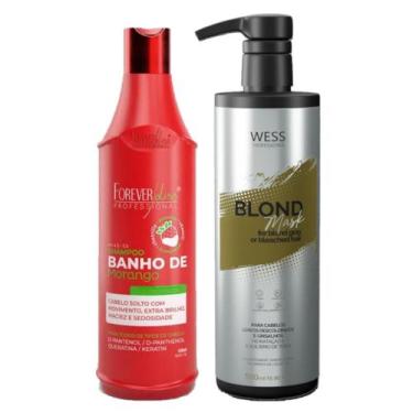 Imagem de Forever Shampoo De Morango 500ml + Wess Blond Mask 500ml - Forever/Wes