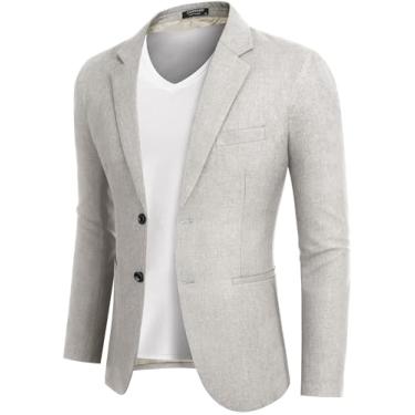 Imagem de COOFANDY Blazer masculino casual slim fit casaco esportivo leve dois botões, Cinza pastel, Medium