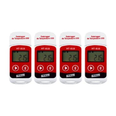 Imagem de Kit 4 Datalogger Digital Escala -30 A 70°C 32000 Dados Termômetro °C °F Usb Software Ht...
