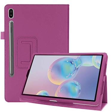 Imagem de elitegadget Capa de couro PU para Samsung Galaxy Tab S10 FE 10.9 / Galaxy Tab S9 FE 27.7 cm / Galaxy Tab S9 11 polegadas - Capa leve com suporte dobrável (roxa)