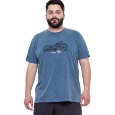 Imagem de Camiseta Plus Size Hangar 33 Estonada Azul Tam. G4-Masculino
