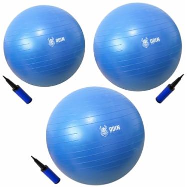 Imagem de Kit com 3 Bolas de Gin?stica Su??a Pilates 55cm 65cm e 75cm Azul Odin Fit