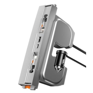 Imagem de Fasgear Hub USB modelo Y Juniper 2025 com cabo de carregamento rápido retrátil de 80 cm para iPhone 17/16/15/13, estação de ancoragem Tesla 2024 Modelo 3 Highland, 4 portas, acessórios internos do