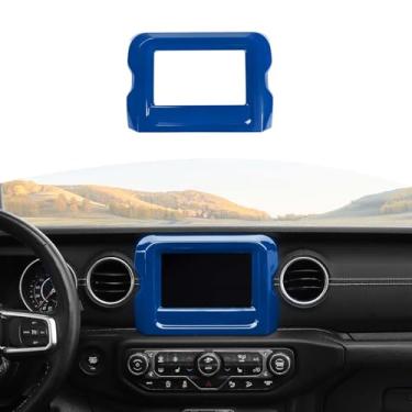 Imagem de Jeliker Moldura de painel de navegação GPS, decoração de capa de acabamento de 18 cm, acessórios interiores ABS para Jeep Wrangler JL Gladiator JT 2018 2019 2020 2021 2022 Rubicon Blue