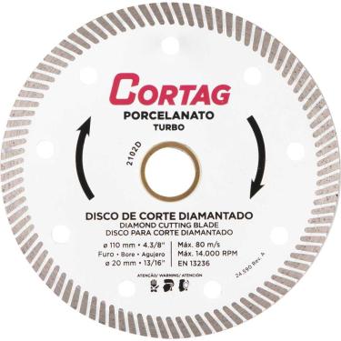 Imagem de Disco Diamantado Porcelanato Turbo Fino 100MM 4.3/8 12.18.110.863 - Cortag Cortag