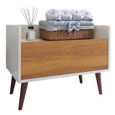 Imagem de Gabinete para Banheiro Grécia Armário Multiuso Organizador com Porta (Off White Freijó)