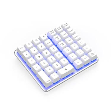 Imagem de SurnQiee Teclado numérico mecânico canhoto, teclado numérico retroiluminado por LED Hot-Swap, teclado USB C de modo duplo, expandido para um teclado canhoto (branco)