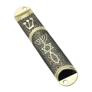 Imagem de Fenteer 10.6cm porta mezuzah caso decoração da porta da frente judaica presente feito à mão para decoração de casamento, PRETO
